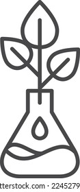 Natural branch in flask glass. Plant growth icon