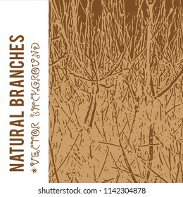 Natural branches vector textured background and eco grunge items for the creation of design banners, music cover, wallpapers,  flyers, websites with grunge bio ideas.