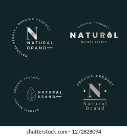 Juego de vectores de insignias de logotipo de marca natural