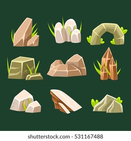 Natural Brow Rocks Of Different Shape Collection Of Landscape Design Elements For Flash Game