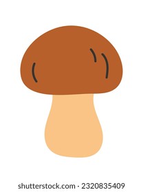 Natural brown mushroom. Flat cartoon style vector illustration isolated on white background.