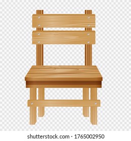 Natural Brown Wooden Chair  Vector Illustration  Transparent Background