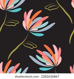 Natural brush flower as seamless fashion print. Suit for illustration, wallpaper, fabric print.