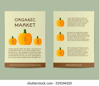 Natural business corporate identity design with pumpkin. Branding your organic company. Poster, flyer. Mock up design. Best for natural shop, organic fairs and local companies. Vector illustration