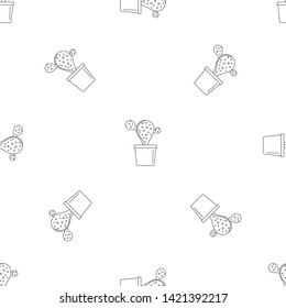 Natural cactus pot pattern seamless vector repeat geometric for any web design