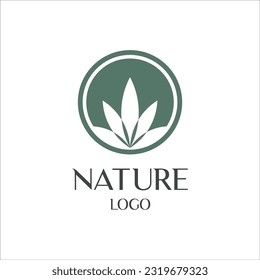 Natural cannabis leaf logo in circle vector