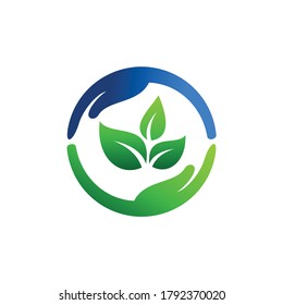 Naturpflegevektor, Blatt mit Kreishandvektor
