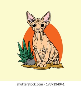 natural cat hand drawing style