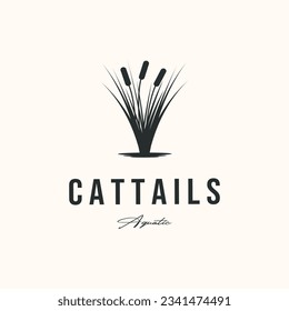 natural cattail vintage logo vector minimalist illustration design, simple cattails botanical symbol design