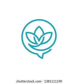 Natural Chat with flower logo template - Vector
