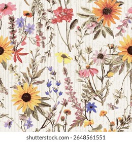 Natural, alegre e decorativo. Um padrão de superfície que reflete o entusiasmo da primavera e a diversidade da natureza