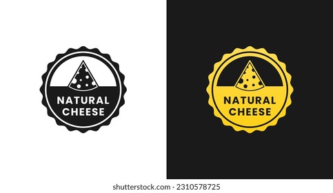 Natural cheese label or Natural cheese logo vector isolated in flat style. Best Natural cheese label for product packaging design element. Natural cheese logo for packaging design element.