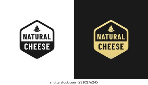 Natural cheese label or Natural cheese seal vector isolated in flat style. Best Natural cheese label for product packaging design element. Elegant Natural cheese seal for packaging design element.