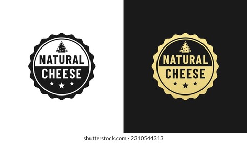 Natural cheese label or Natural cheese stamp vector isolated in flat style. Best Natural cheese label for product packaging design element. Natural cheese stamp for packaging design element.