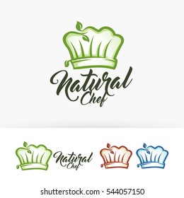 Natural chef logo design. Health food and Restaurant logo concept. Vector logo template