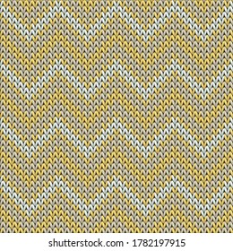 Natural chevron stripes knit texture geometric seamless pattern. Blanket knit tricot  fabric print. Scandinavian style seamless knitted pattern. Repeatable background.