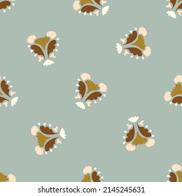 Patrón de flores azul boho chic y natural sin fisuras en un estilo de flor silvestre. Huella de la moda botánica orgánica dibujada a mano. En verano, el jardín de la naturaleza florece en un moderno color rústico de moda. 