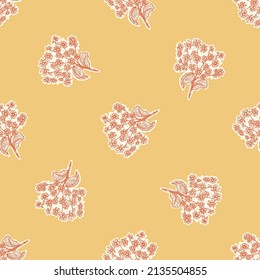 Natural chic boho flower seamless pattern in ditzy wildflower style. Hand drawn organic botanics fashion print. Modern summer nature garden bloom in trendy vintage country cottagecore color. 