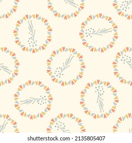 Natural chic boho flower seamless pattern in ditzy wildflower style. Hand drawn organic botanics fashion print. Modern summer nature garden bloom in trendy vintage country cottagecore color. 