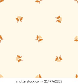 Natural chic boho flower seamless pattern in ditzy wildflower style. Hand drawn organic botanics fashion print. Modern summer nature garden bloom in trendy vintage country cottagecore color. 