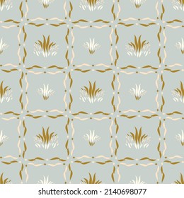 Natural chic boho foliage seamless pattern in ditzy leaf style. Hand drawn organic botanics fashion print. Modern summer nature garden in trendy vintage country cottagecore color. 
