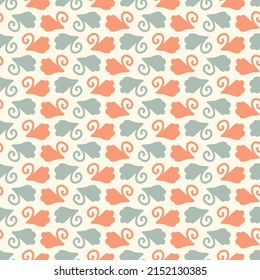 Natural chic boho foliage seamless pattern in ditzy wildflower style. Hand drawn organic botanics fashion print. Modern summer nature garden bloom in trendy vintage country cottagecore color. 