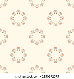 Natural chic boho geometric shape seamless pattern in ditzy style. Hand drawn organic fashion print. Modern summer nature geo in trendy vintage country cottagecore color. 