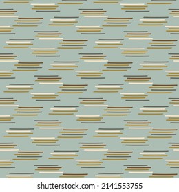 Natural chic boho stripe seamless pattern in ditzy style. Hand drawn organic fashion print. Modern summer nature ticking in trendy vintage country cottagecore color. 