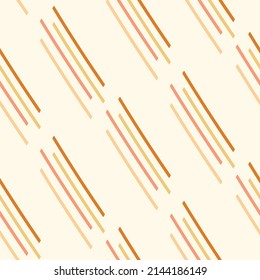 Natural chic boho stripe seamless pattern in ditzy style. Hand drawn organic fashion print. Modern summer nature ticking in trendy vintage country cottagecore color. 