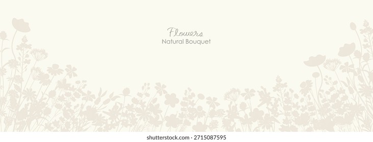 Ilustrações de silhueta natural e chique de várias ervas e flores