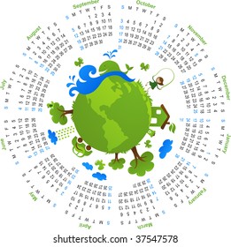 Natural circle calendar 2010 - vector