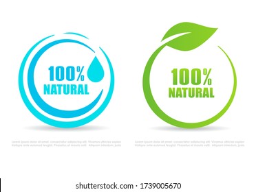 Natural circle vector icons set isolated on white background