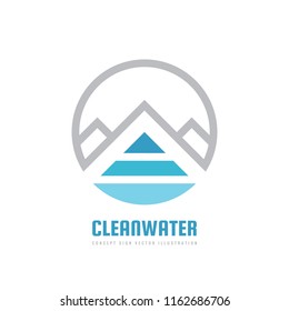 Natural clean water & glacier mountain - vector logo template concept illustration. Expedition mountaineering sign. Tourism symbol. Graphic design element. 