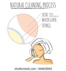 Natural Cleaning Process. Hand-drawn illustration