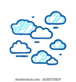 nuvens naturais ícone doodle esboçar vetor. sinal de nuvens naturais. símbolo isolado ilustração