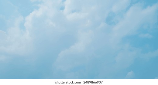 Natural and cloudy fresh blue sky background. Natural sky beautiful blue and white texture background. Blue sky and cloud on summer daytime. Blue sky and white clouds of daytime