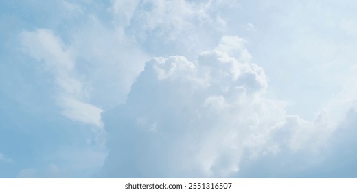 Natural and cloudy fresh blue sky background. Natural sky beautiful blue and white texture background. Blue sky and cloud on summer daytime. 
