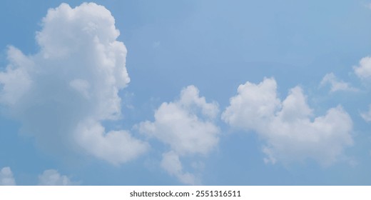 Natural and cloudy fresh blue sky background. Natural sky beautiful blue and white texture background. Blue sky and cloud on summer daytime. 
