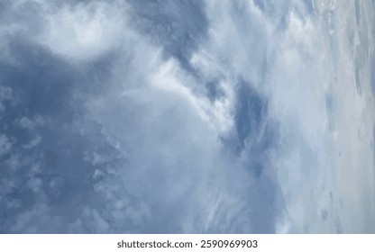 Natural and cloudy fresh blue sky background. Natural sky beautiful blue and white texture background. Blue sky and cloud on summer daytime. Blue sky and white clouds of daytime