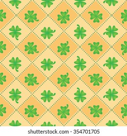 Natural Clover Seamless Pattern Background for St. Patrick Day. Vector illustration. 
