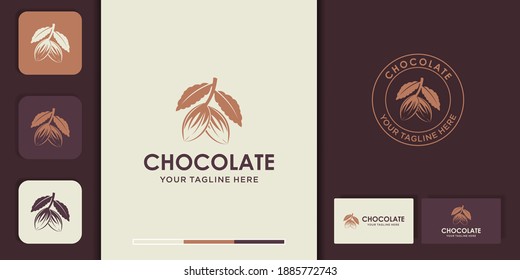 Natural cocoa beans logo design, and business card