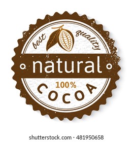 natural cocoa round stamp with type design