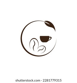natural coffee abstract logo design leaf circle vector illustration