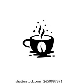 logotipo de aroma de café natural com grãos de café