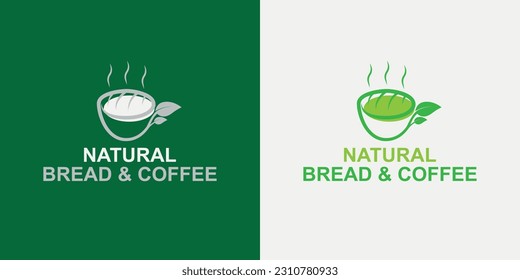 Natural Coffee and bread coffe logo design inspiration Premium Vector