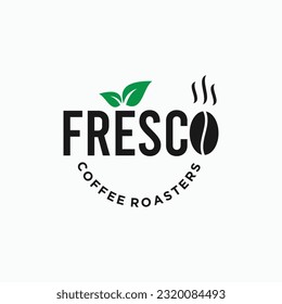 diseño de logotipo de café natural ilustración vectorial de silueta