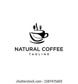 
natural coffee vector logo. coffee cup design
