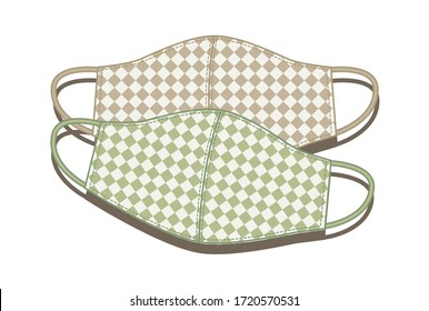 Natural color handmade fabric mask illustration. Protection cloth mask. Covid-19