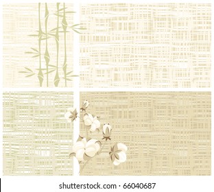 natural colored textures with cotton flowers and bamboos