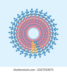 natural colorful leaf radial symmetry art illustration